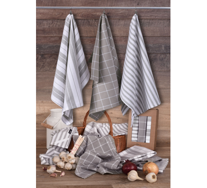 Sada 3 bavlněných utěrek UT32 – šedá – 50 × 70 cm