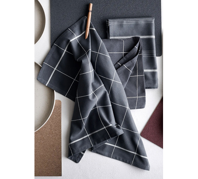 Sada 2 bavlněných utěrek UT67 – šedá – 50 × 70 cm