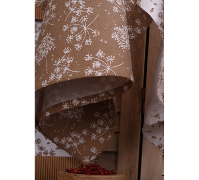 Detail vzoru hnědé utěrky UT56 s motivem kopr (2)