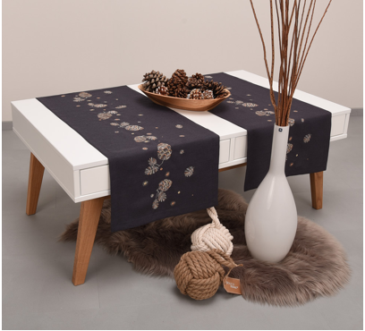 Černé vánoční běhouny na stůl D42 - JIMI Textil (1)