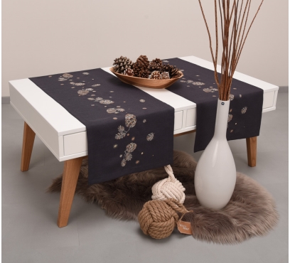 Černé vánoční běhouny na stůl D42 - JIMI Textil (1)