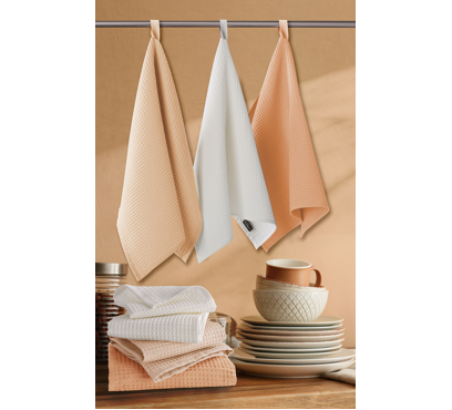 Sada 3 bavlněných utěrek UT21 – tóny oranžové – 40 × 60 cm